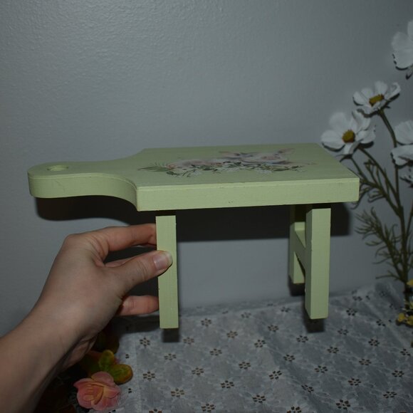 Handmade Pig Flowers Green Wood Riser Country Cottage Farmhouse Decor - Picture 5 of 13